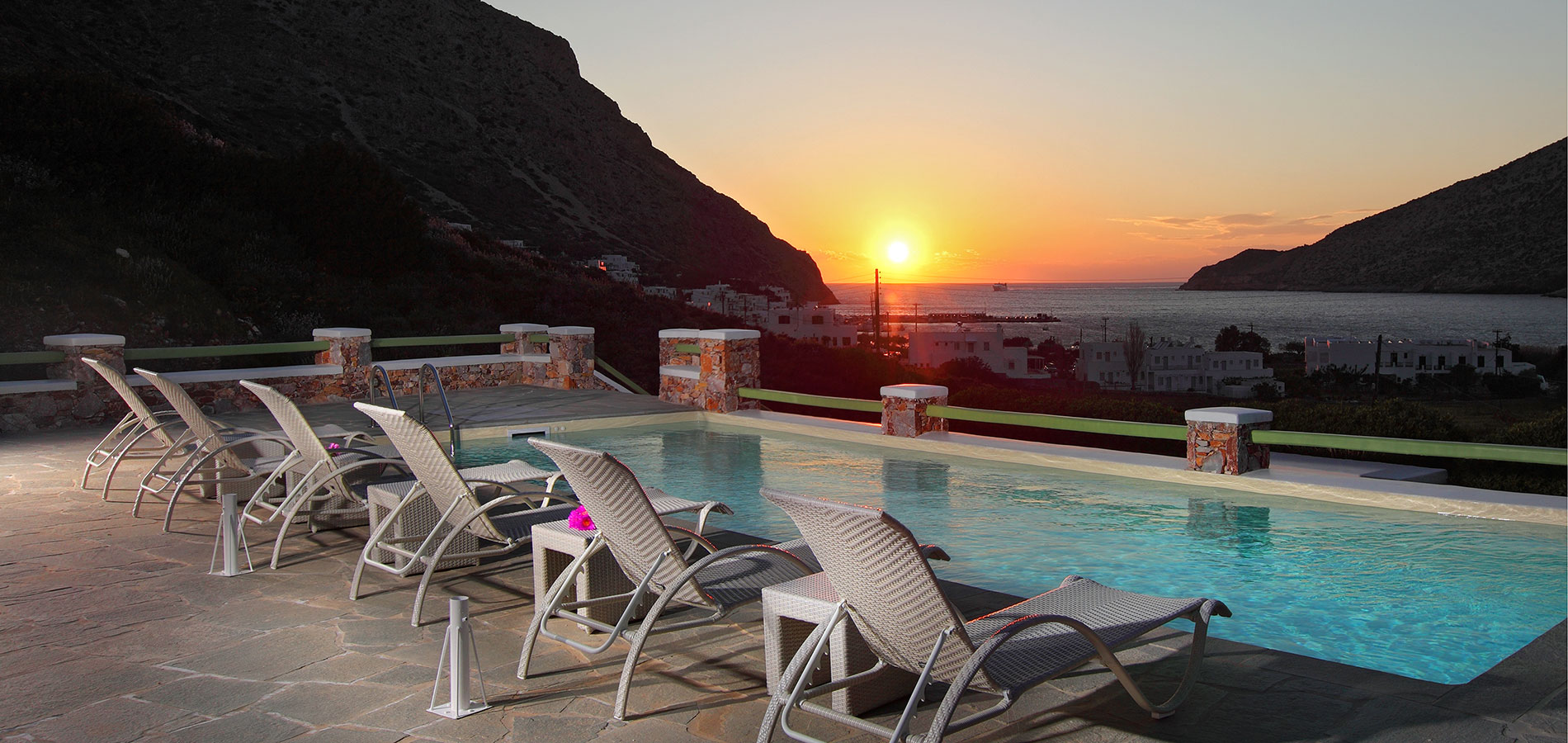 Pool with sunset view